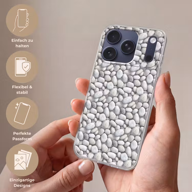 Steentjes - Grijs - Ovaal Telefoonhoesje iPhone 17 Pro klein 878 -sfeer3_DE