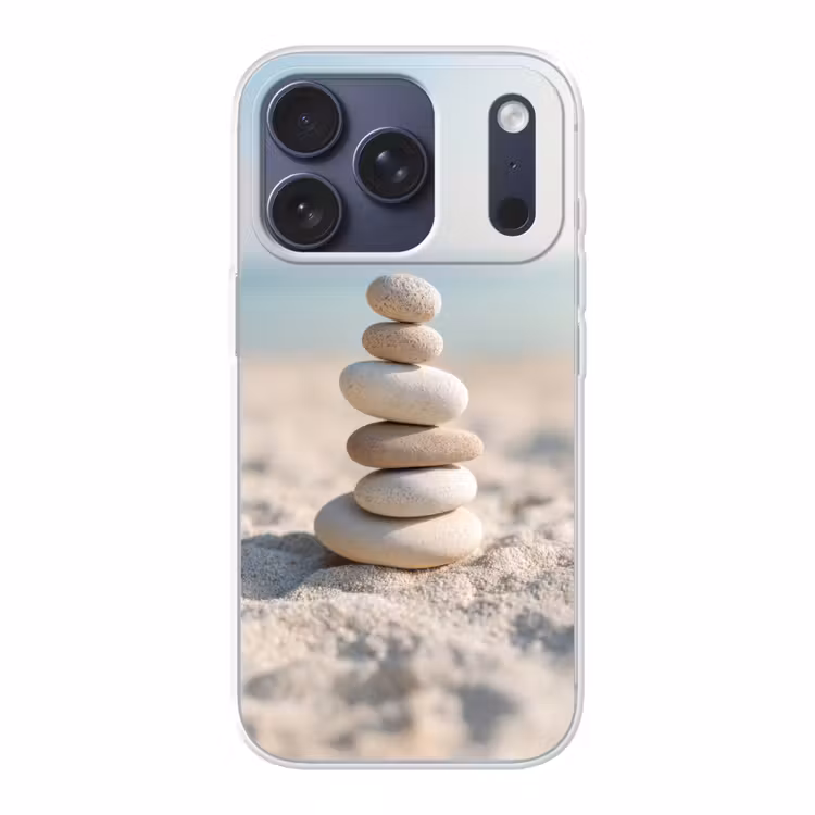 Stenen - Stapel - Zand - Zee Telefoonhoesje iPhone 17 Pro klein -3d