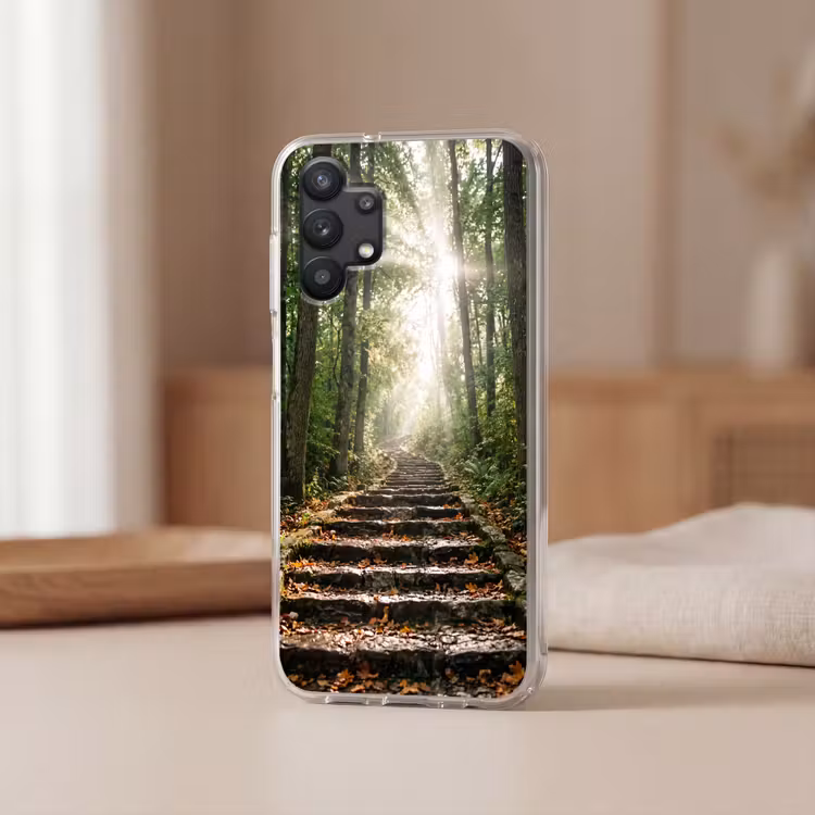 Stenen - Trap - Bos - Natuur Telefoonhoesje Samsung Galaxy A32 5G klein -sfeer2