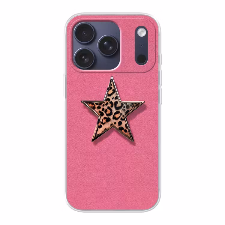 Ster - Luipaard - Print - Roze Telefoonhoesje iPhone 17 Pro klein -3d