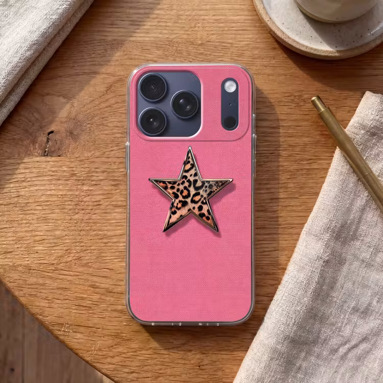 Ster - Luipaard - Print - Roze Telefoonhoesje iPhone 17 Pro klein -sfeer1