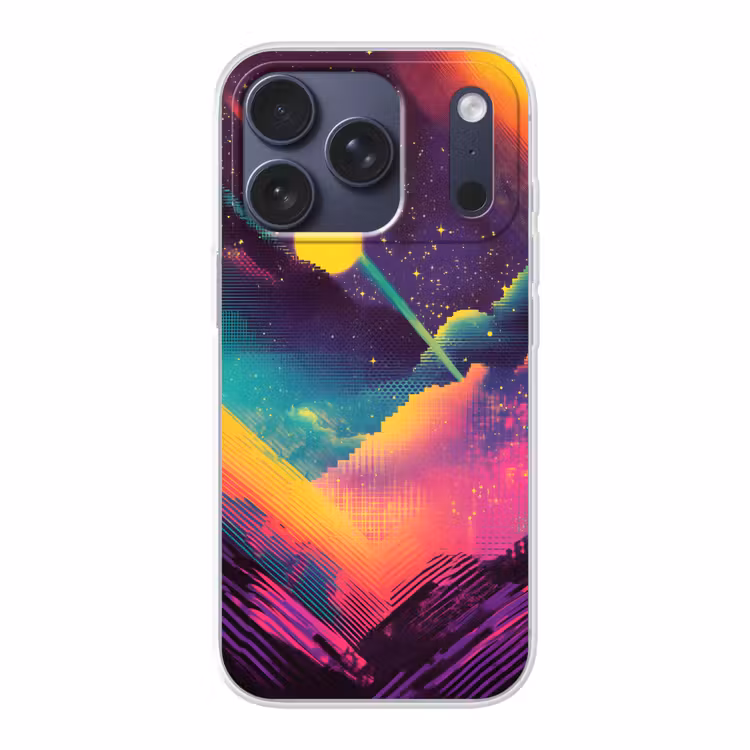 Sterren - Bergen - Kleurrijk Telefoonhoesje iPhone 17 Pro klein -3d