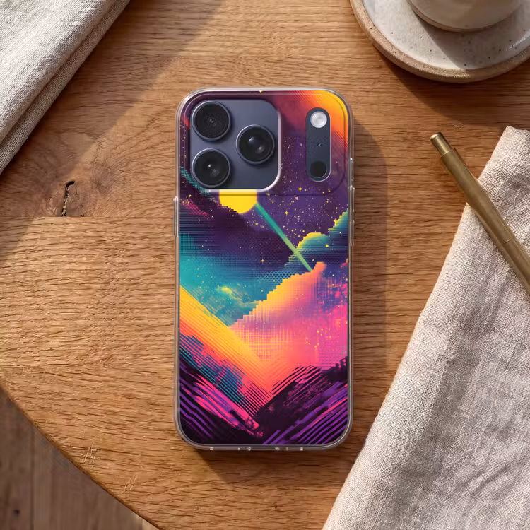 Sterren - Bergen - Kleurrijk Telefoonhoesje iPhone 17 Pro klein -sfeer1