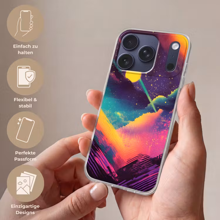 Sterren - Bergen - Kleurrijk Telefoonhoesje iPhone 17 Pro klein -sfeer3_DE