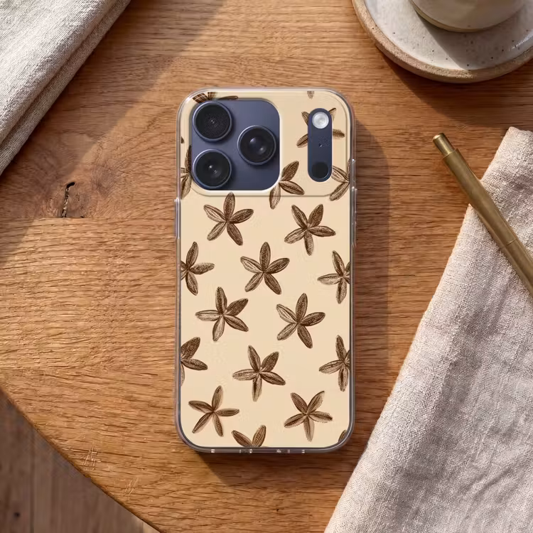 Sterren - Bruin - Natuurlijk Telefoonhoesje iPhone 17 Pro klein -sfeer1