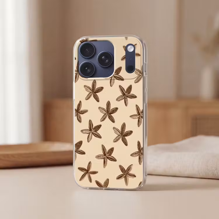 Sterren - Bruin - Natuurlijk Telefoonhoesje iPhone 17 Pro klein -sfeer2