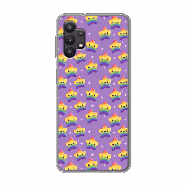 Sterren - Regenboog - Paars Telefoonhoesje Samsung Galaxy A32 5G klein 346 -3d