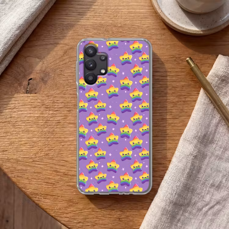 Sterren - Regenboog - Paars Telefoonhoesje Samsung Galaxy A32 5G klein 346 -sfeer1