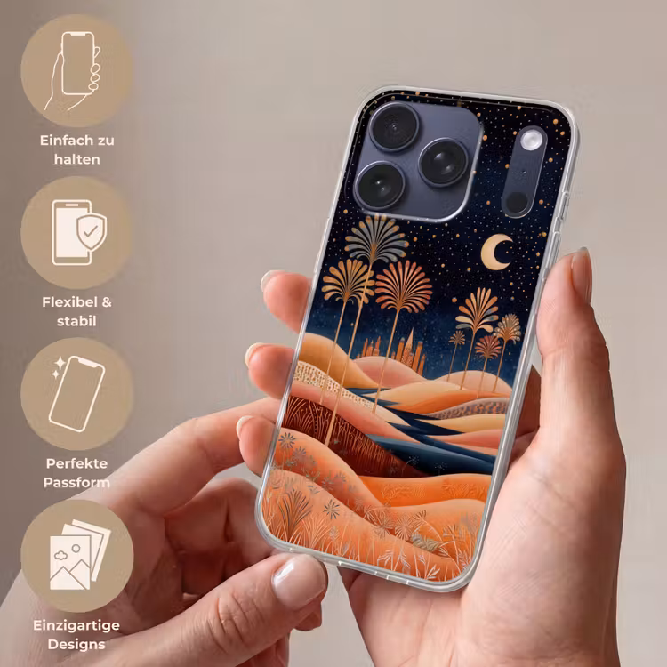Sterrenhemel - Palmen - Rivier Telefoonhoesje iPhone 17 Pro klein -sfeer3_DE