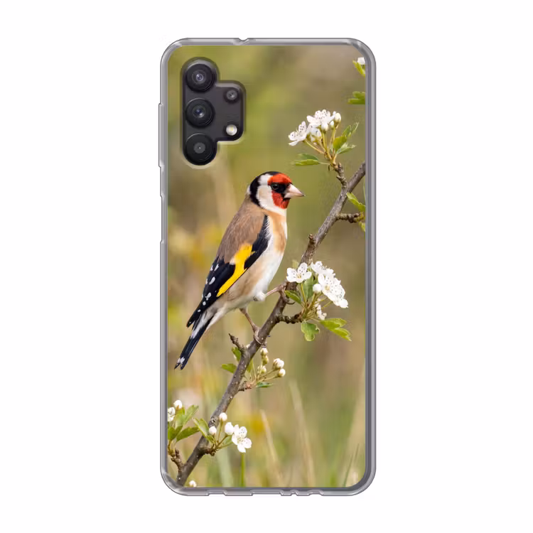 Putter - Bloesem - Lente - Natuur - Kleurrijk Telefoonhoesje Samsung Galaxy A32 5G klein -3d