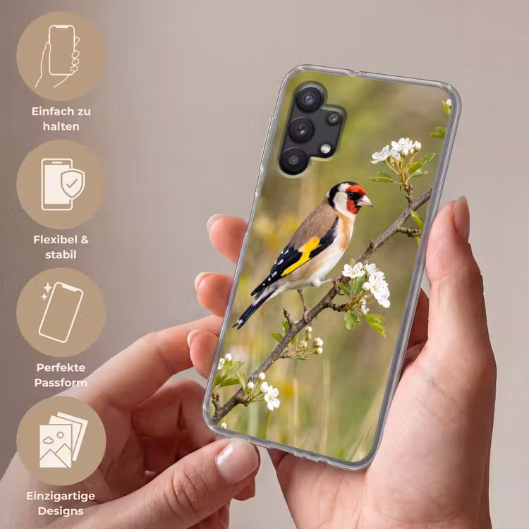 Putter - Bloesem - Lente - Natuur - Kleurrijk Telefoonhoesje Samsung Galaxy A32 5G klein -sfeer3_DE