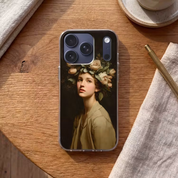 Bloemenstilte - Vrouw - Portret Telefoonhoesje iPhone 17 Pro klein -sfeer1