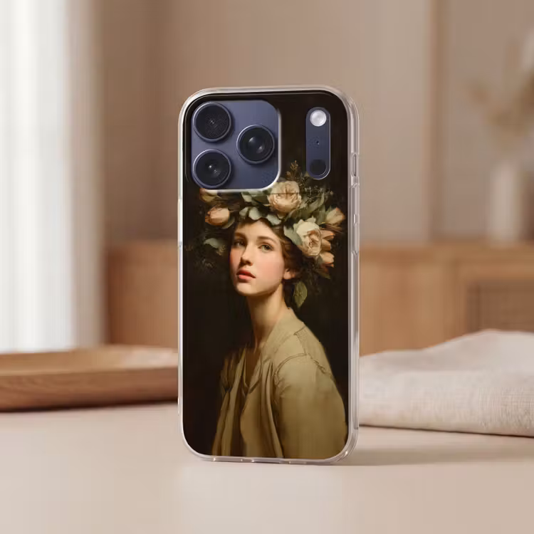 Bloemenstilte - Vrouw - Portret Telefoonhoesje iPhone 17 Pro klein -sfeer2