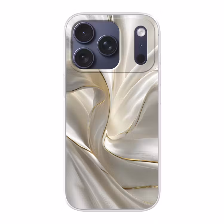 Stof - Plooien - Goud Telefoonhoesje iPhone 17 Pro klein -3d