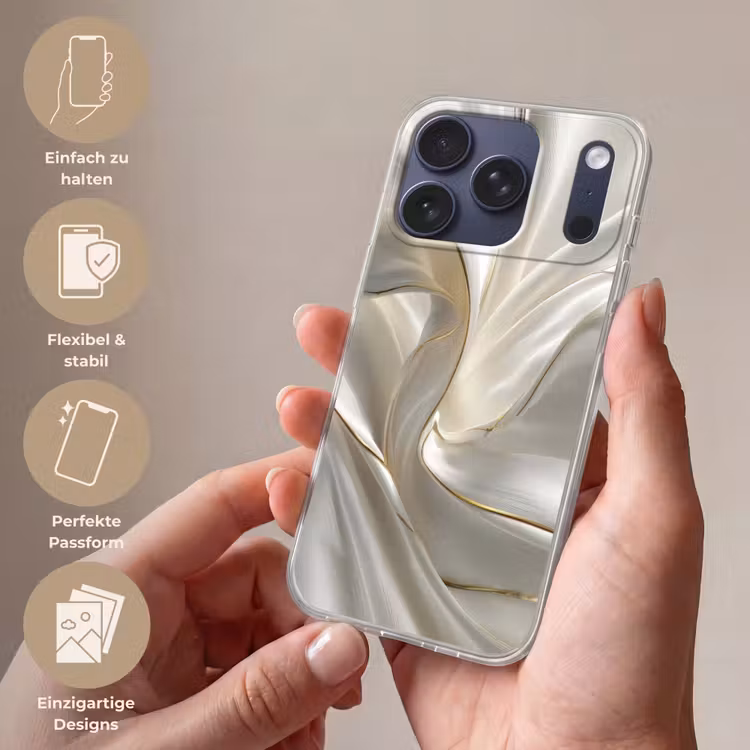 Stof - Plooien - Goud Telefoonhoesje iPhone 17 Pro klein -sfeer3_DE