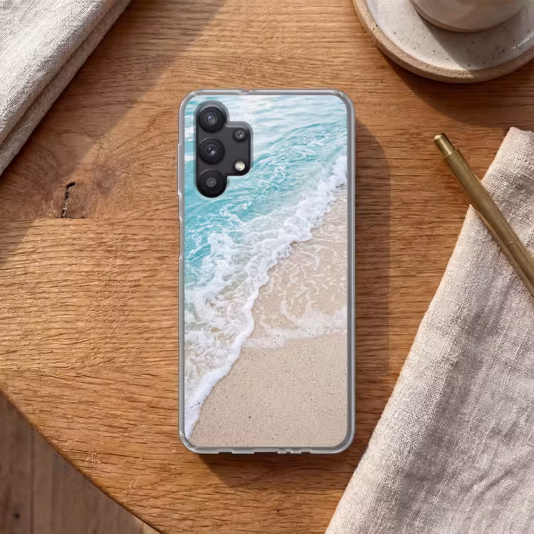 Strand - Zee - Golf - Natuur - Blauw Telefoonhoesje Samsung Galaxy A32 5G klein -sfeer1