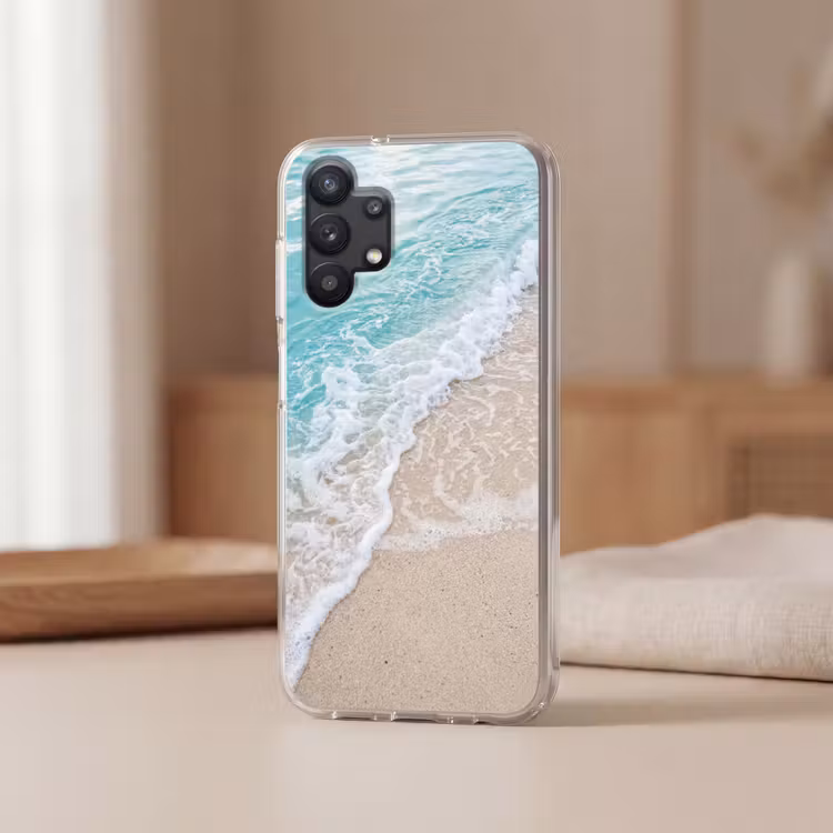Strand - Zee - Golf - Natuur - Blauw Telefoonhoesje Samsung Galaxy A32 5G klein -sfeer2