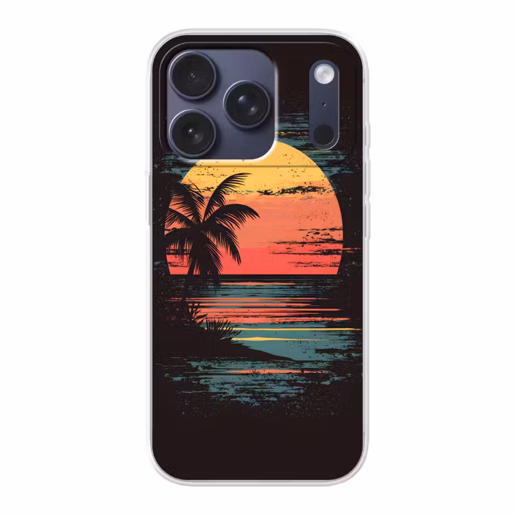 Strand - Minimalistisch - Zon - Oranje Telefoonhoesje iPhone 17 Pro klein -3d