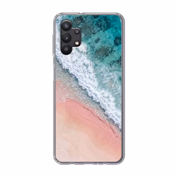 Strand - Oceaan - Golven - Roze Zand - Natuur Telefoonhoesje Samsung Galaxy A32 5G klein -3d