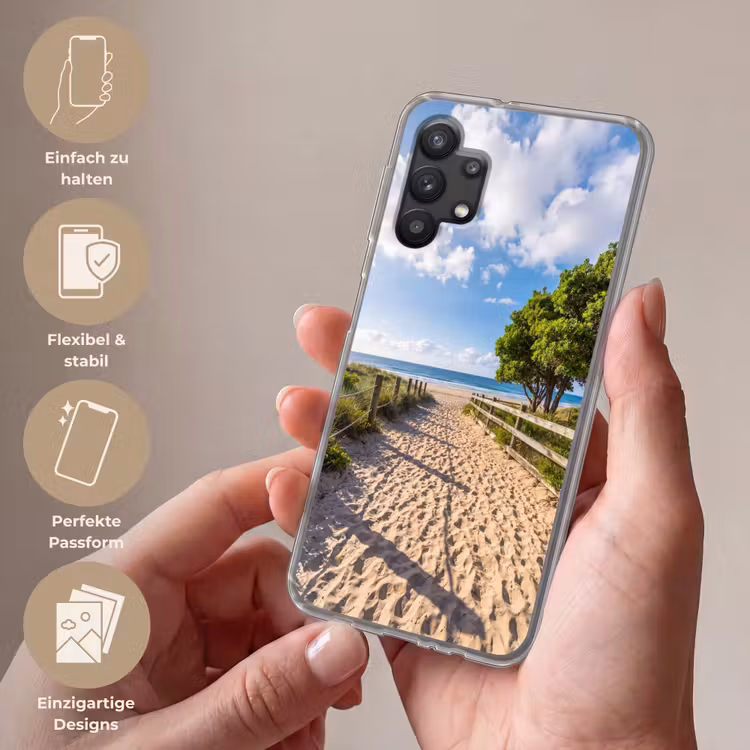 Strand - Zandpad - Oceaan - Natuur Telefoonhoesje Samsung Galaxy A32 5G klein -sfeer3_DE