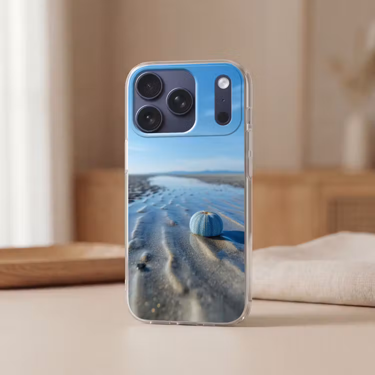 Strand - Schild - Water - Blauw Telefoonhoesje iPhone 17 Pro klein -sfeer2