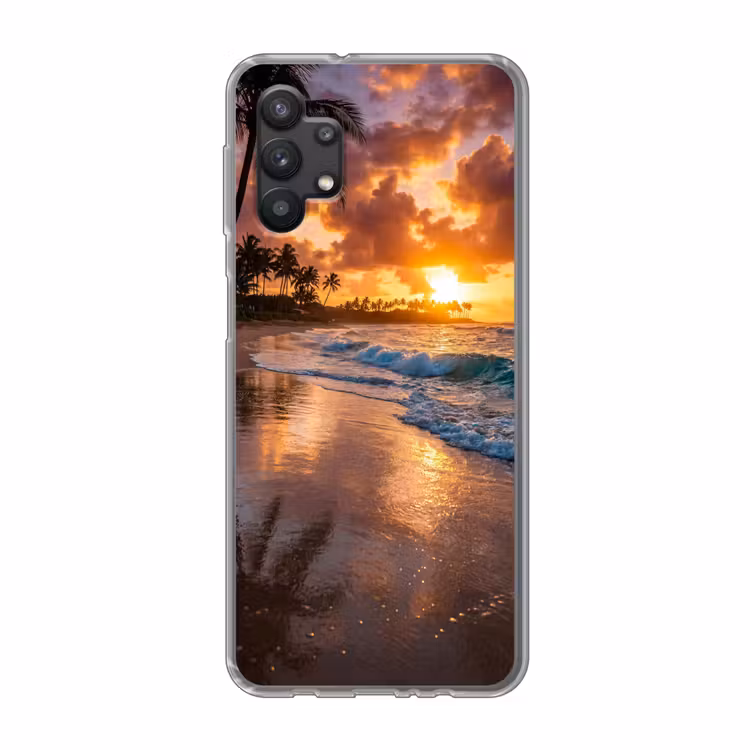 Strand - Zonsopgang - Tropisch - Natuur - Oranje Telefoonhoesje Samsung Galaxy A32 5G klein -3d