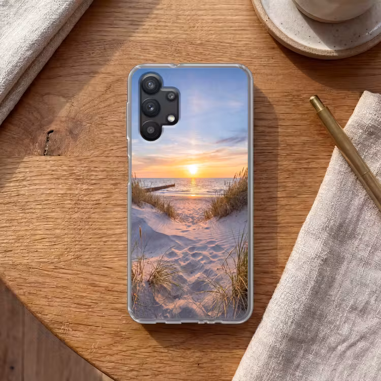 Strand - Zonsondergang - Natuur - Landschap Telefoonhoesje Samsung Galaxy A32 5G klein -sfeer1