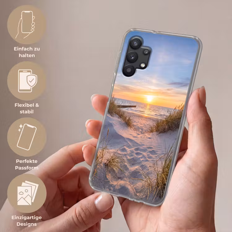 Strand - Zonsondergang - Natuur - Landschap Telefoonhoesje Samsung Galaxy A32 5G klein -sfeer3_DE
