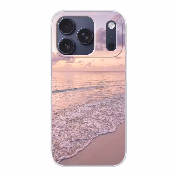 Strand - Zonsondergang - Natuur - Minimalistisch - Roze Telefoonhoesje iPhone 17 Pro klein -3d