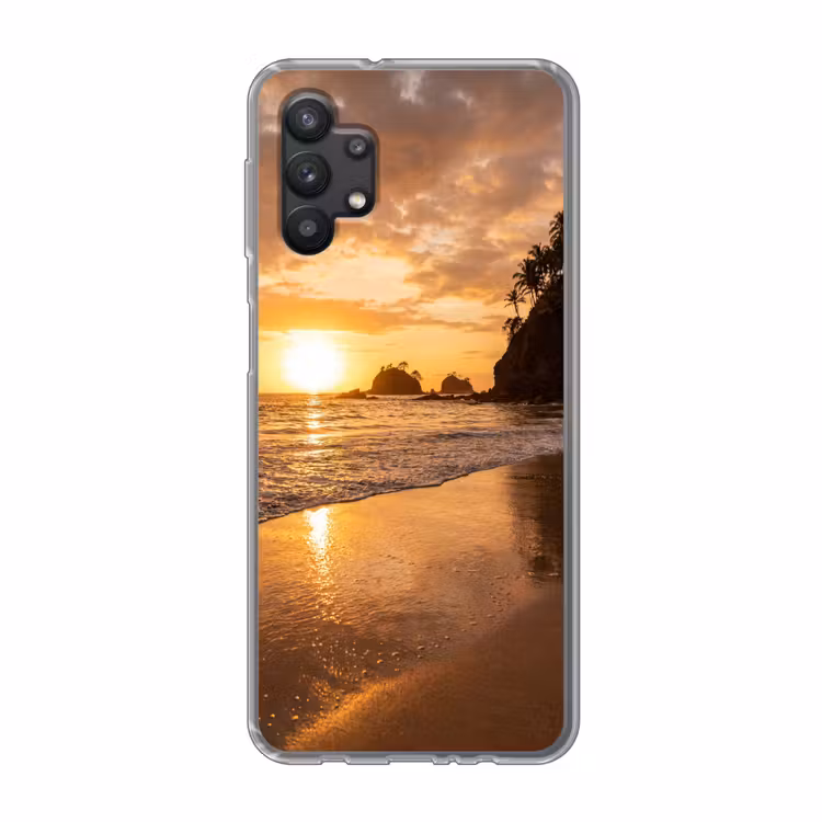 Strand - Zonsondergang - Natuur - Tropisch - Oranje Telefoonhoesje Samsung Galaxy A32 5G klein -3d