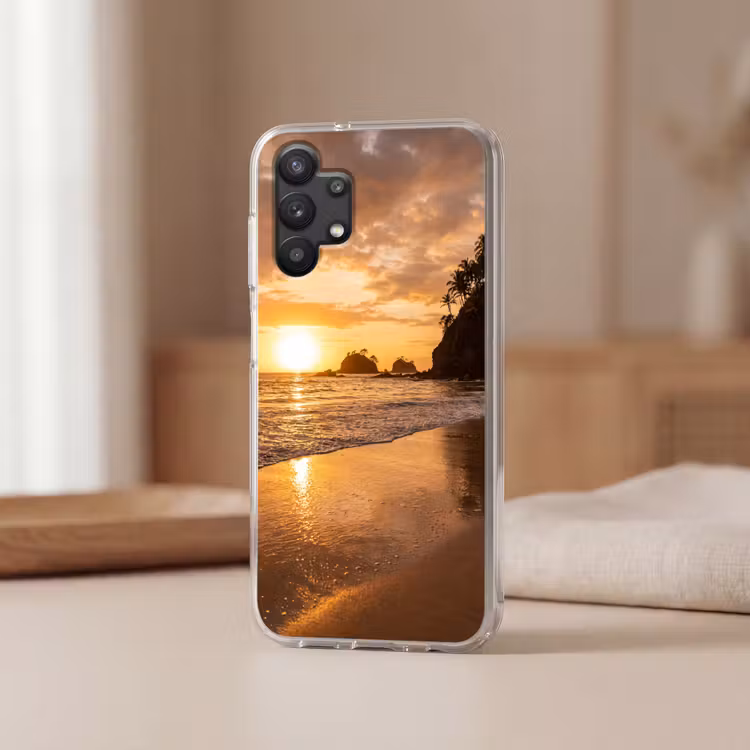 Strand - Zonsondergang - Natuur - Tropisch - Oranje Telefoonhoesje Samsung Galaxy A32 5G klein -sfeer2