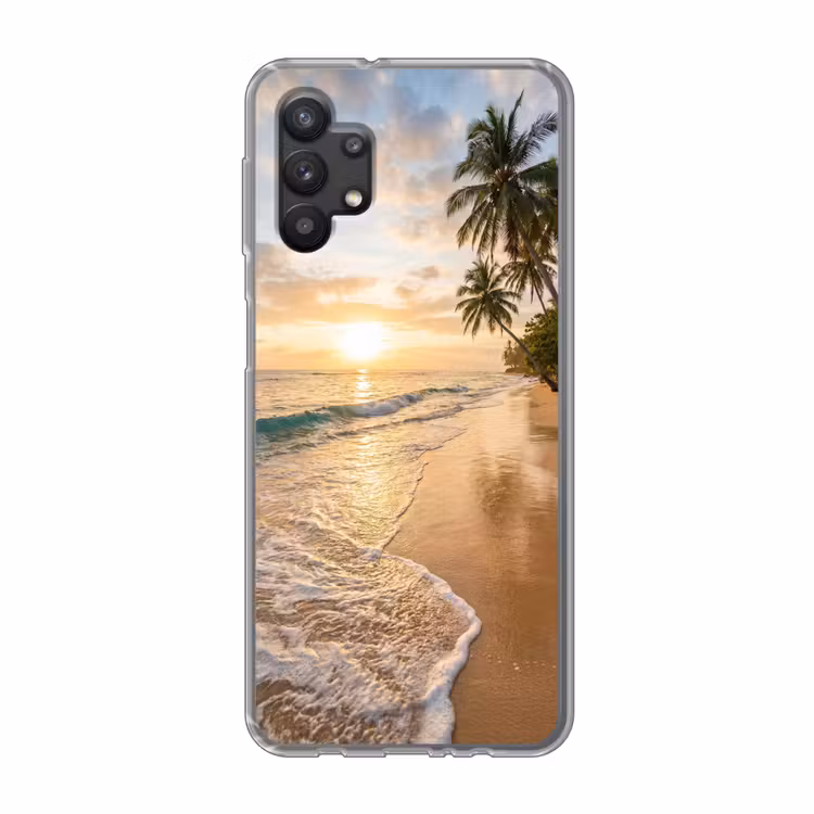 Strand - Zonsondergang - Tropisch - Natuur - Goud Telefoonhoesje Samsung Galaxy A32 5G klein -3d