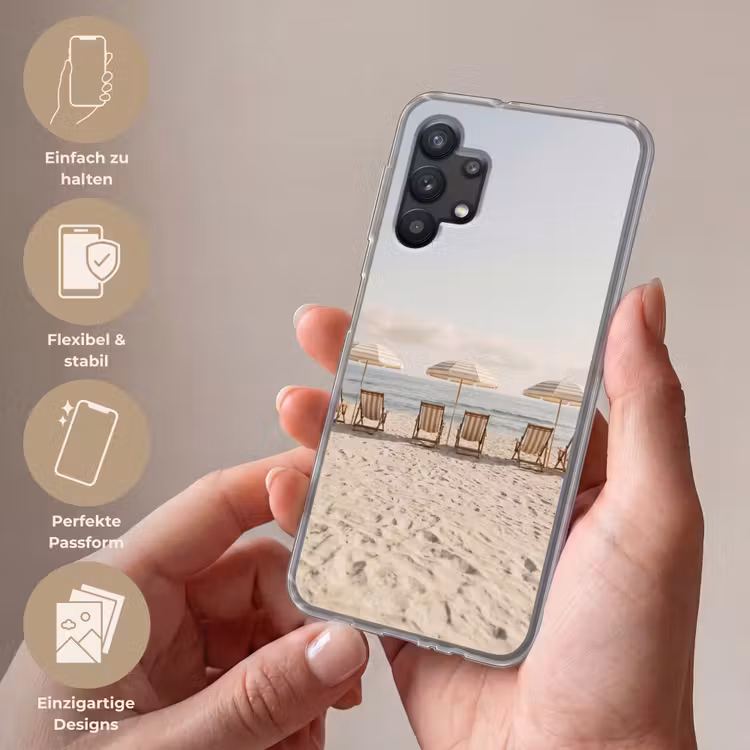 Strand - Stoelen - Parasol Telefoonhoesje Samsung Galaxy A32 5G klein -sfeer3_DE