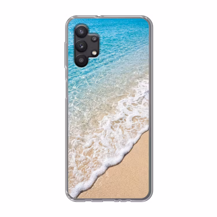 Strand - Water - Natuur - Blauw - Beige Telefoonhoesje Samsung Galaxy A32 5G klein -3d