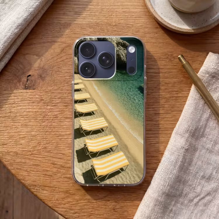 Strandbedden - Zee - Stenen - Baai Telefoonhoesje iPhone 17 Pro klein -sfeer1