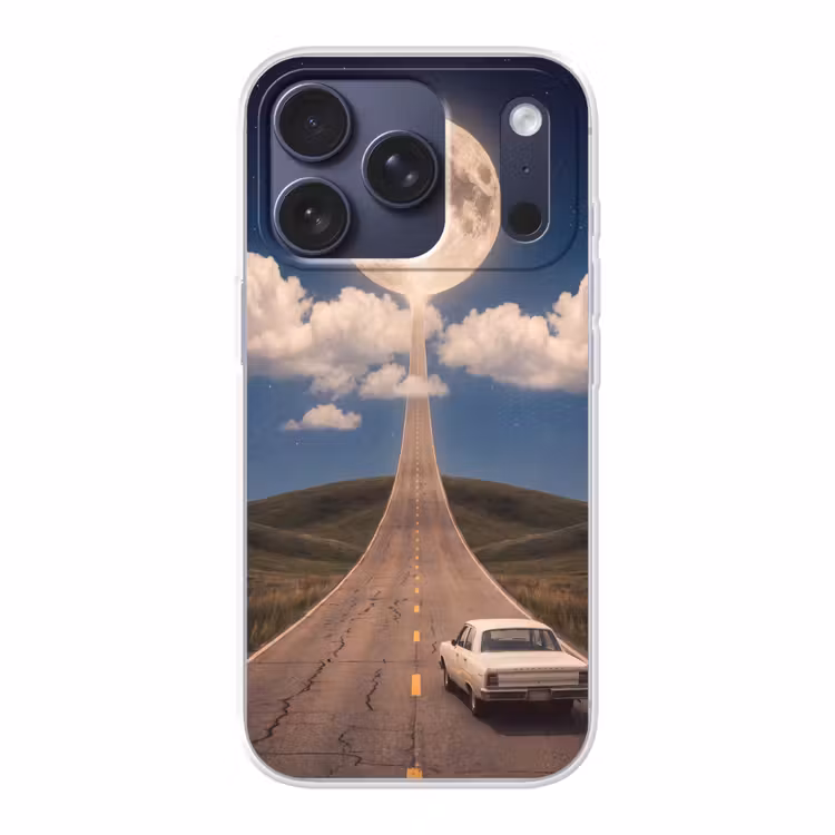 Handyhülle - Straße – Mond – Nacht - Weg - Maan - Nacht Telefoonhoesje iPhone 17 Pro klein