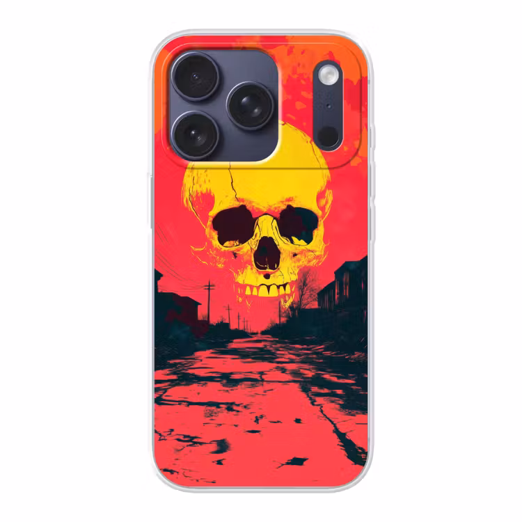 Straat - Verlaten - Schedel - Geel Telefoonhoesje iPhone 17 Pro klein -3d