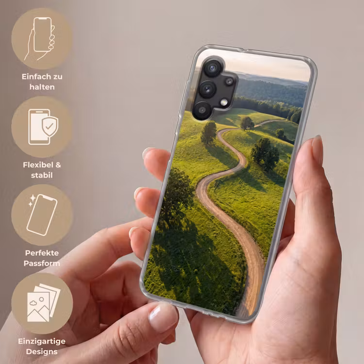 Weg - Weide - Natuur - Groen Telefoonhoesje Samsung Galaxy A32 5G klein -sfeer3_DE