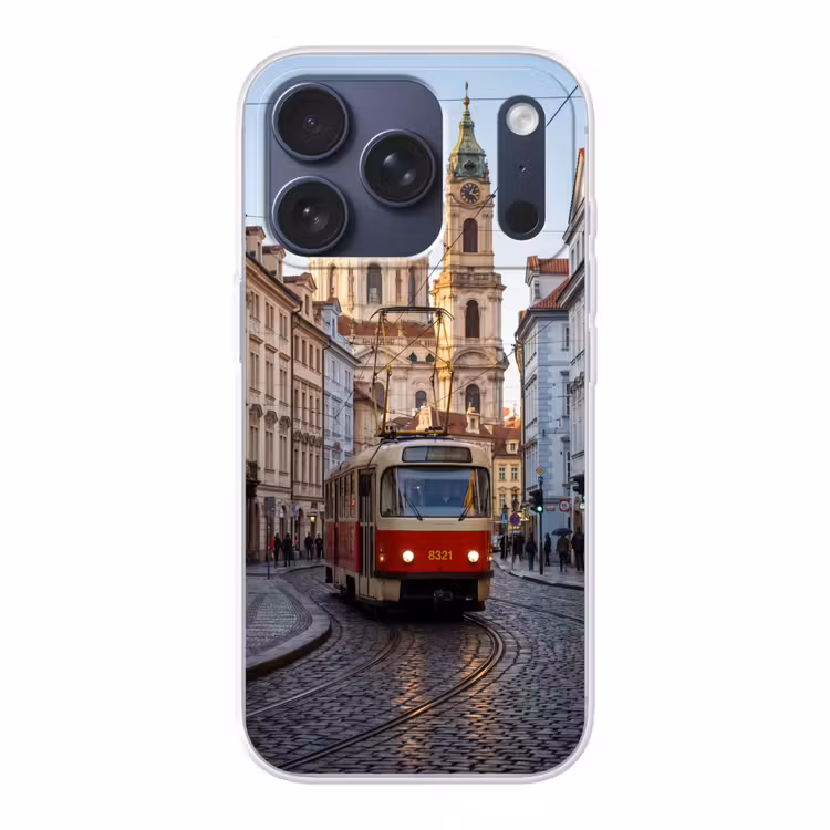 Tram - Straat - Stadsgezicht - Klassiek - Rood Telefoonhoesje iPhone 17 Pro klein -3d