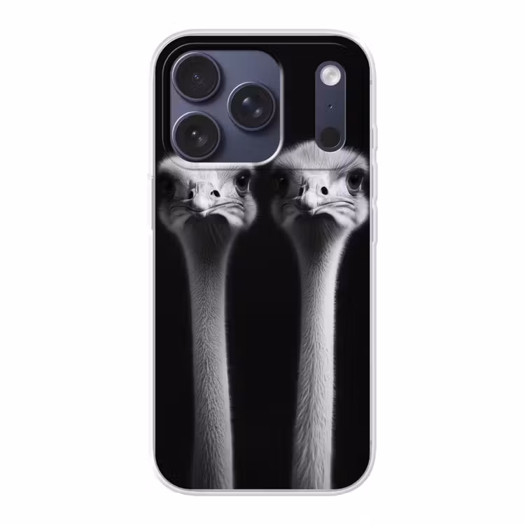 Struisvogels - Halzen - Zwart - Minimalistisch Telefoonhoesje iPhone 17 Pro klein -3d