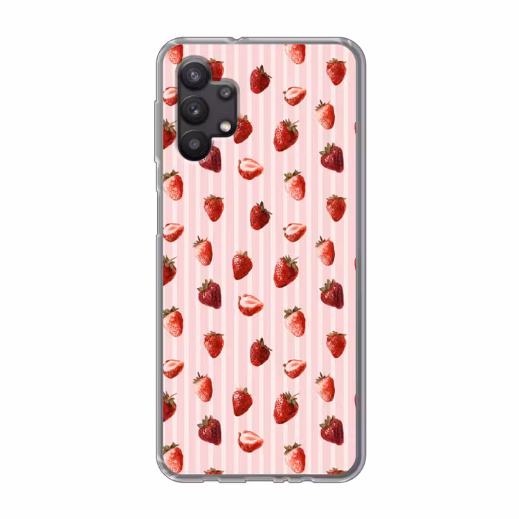 Strepen - Aardbei - Roze Telefoonhoesje Samsung Galaxy A32 5G klein 346 -3d