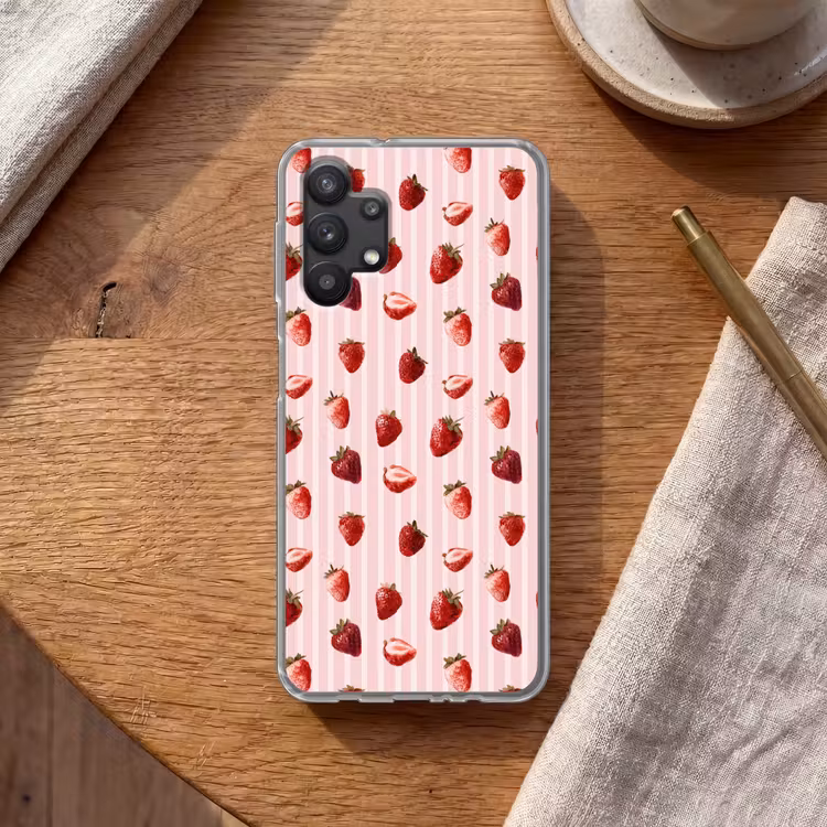 Strepen - Aardbei - Roze Telefoonhoesje Samsung Galaxy A32 5G klein 346 -sfeer1
