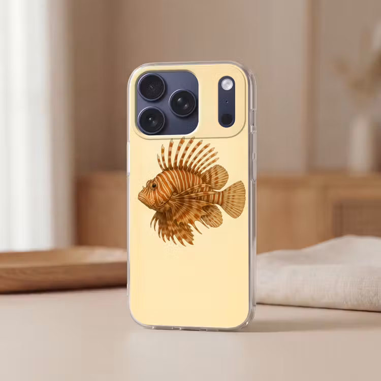 Strepen - Vis - Rond - Stekels Telefoonhoesje iPhone 17 Pro klein -sfeer2