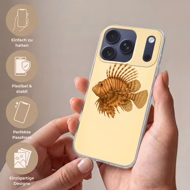 Strepen - Vis - Rond - Stekels Telefoonhoesje iPhone 17 Pro klein -sfeer3_DE