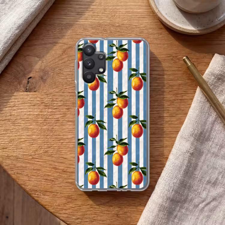 Strepen - Citroen - Blauw Telefoonhoesje Samsung Galaxy A32 5G klein 346 -sfeer1