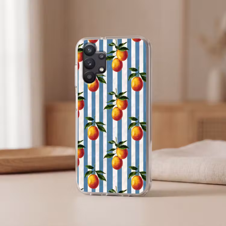 Strepen - Citroen - Blauw Telefoonhoesje Samsung Galaxy A32 5G klein 346 -sfeer2