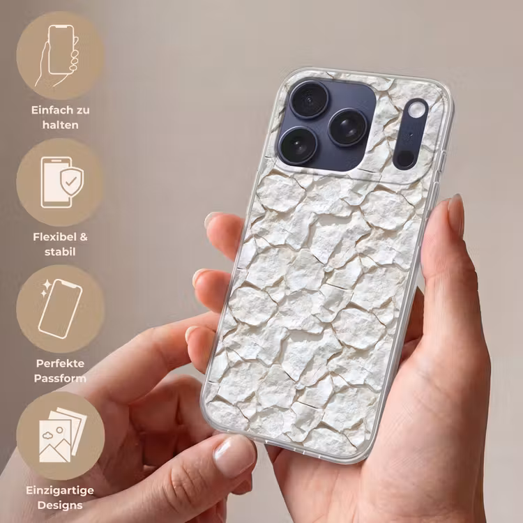 Structuur - Rots - Wit Telefoonhoesje iPhone 17 Pro klein 878 -sfeer3_DE