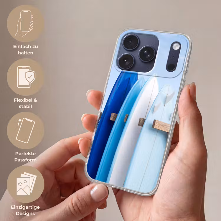 Surfplank - Strand - Zomer - Blauw - Water Telefoonhoesje iPhone 17 Pro klein -sfeer3_DE