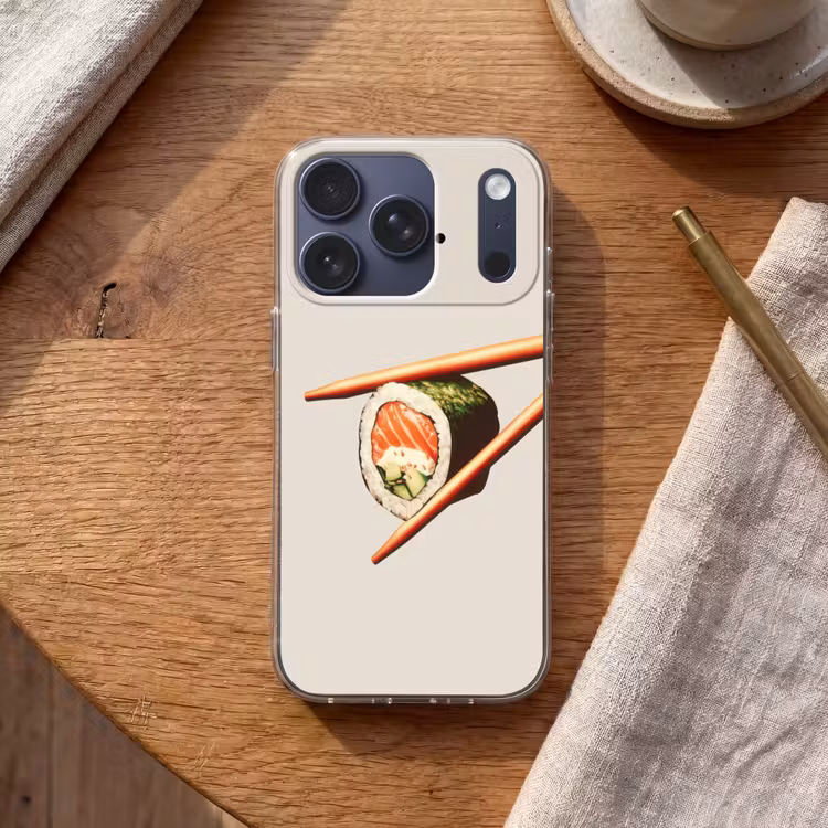 Sushi - Zalm - Rijst - Japans Telefoonhoesje iPhone 17 Pro klein -sfeer1