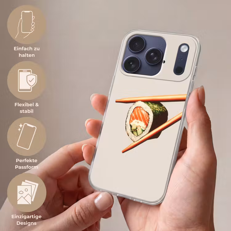 Sushi - Zalm - Rijst - Japans Telefoonhoesje iPhone 17 Pro klein -sfeer3_DE